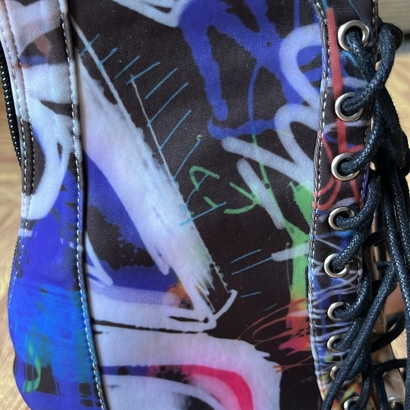 Burju Sierralynn Graffiti Print Lace Up Open Toe Stiletto in 6.5 - EUC - Picture 12 of 12